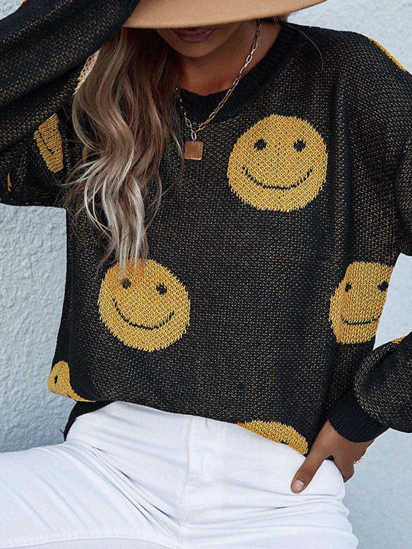Smiley Face Sweater BLUE ZONE PLANET