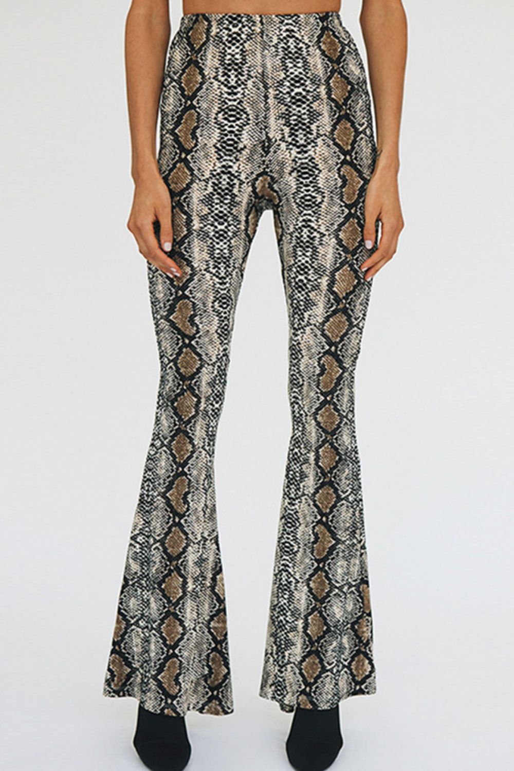 Snakeskin Print Flare Pants BLUE ZONE PLANET