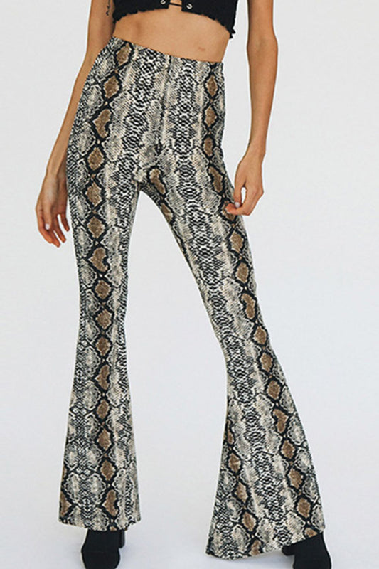 Snakeskin Print Flare Pants BLUE ZONE PLANET