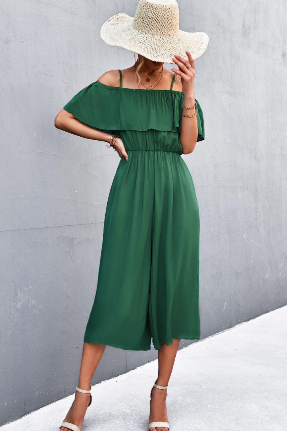 Spaghetti Strap Layered Jumpsuit BLUE ZONE PLANET