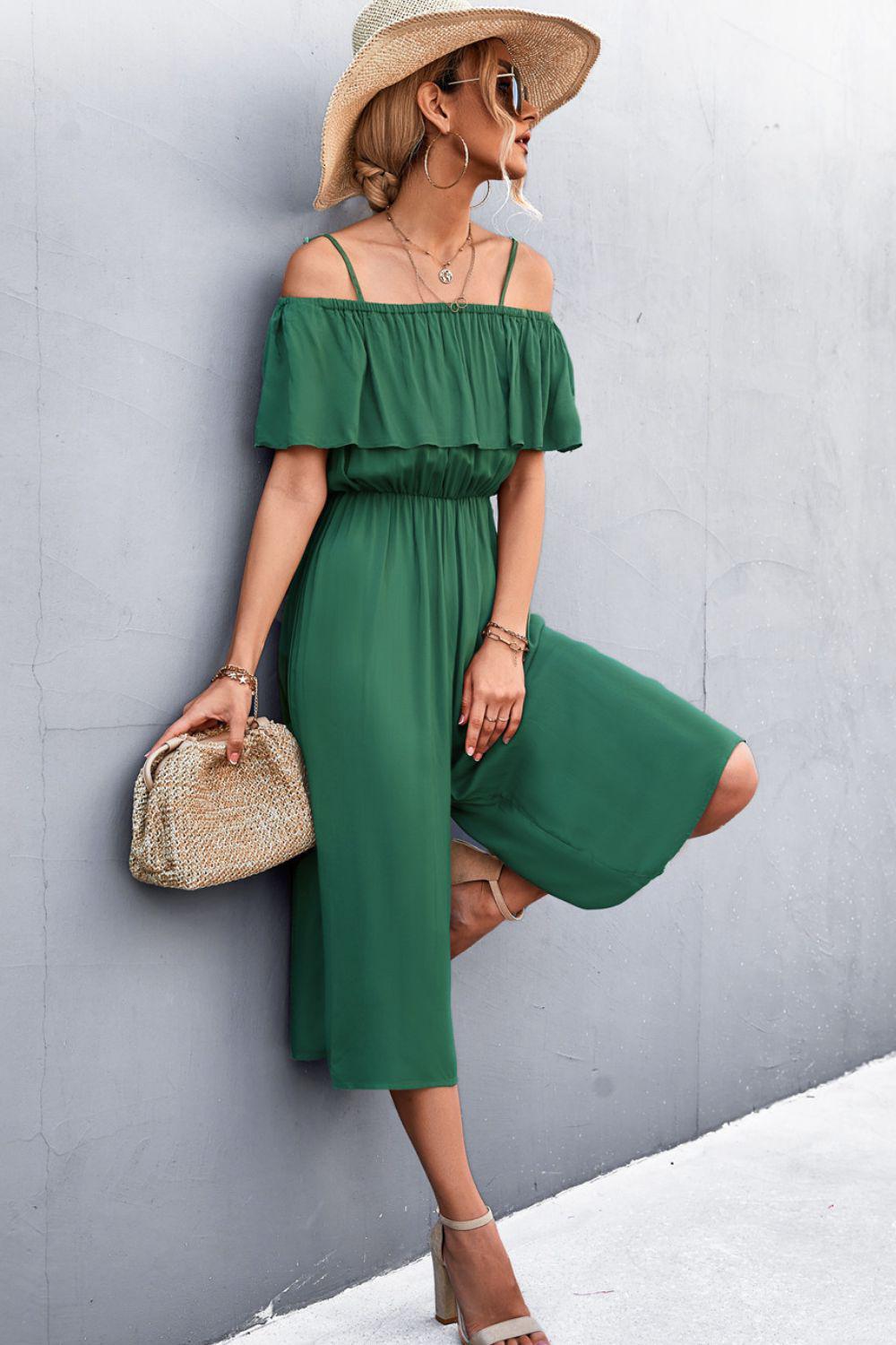 Spaghetti Strap Layered Jumpsuit BLUE ZONE PLANET