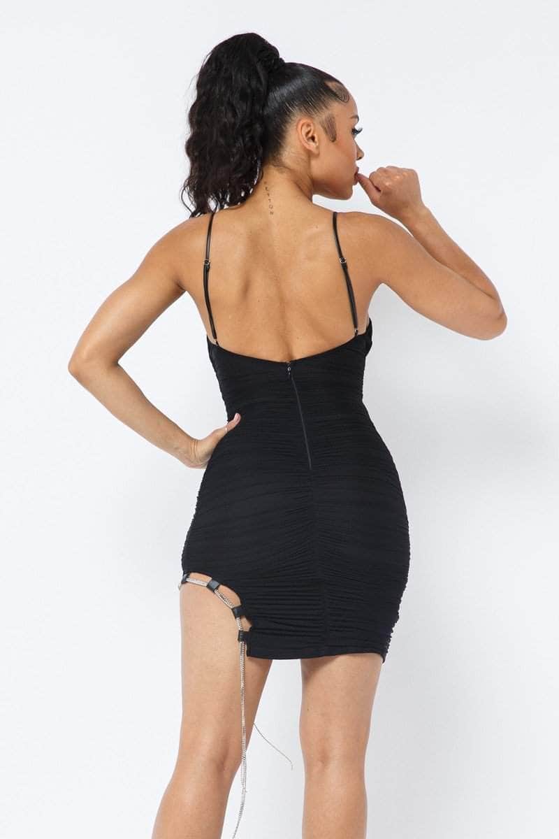 Spaghetti Strap Mesh Mini Dress Blue Zone Planet