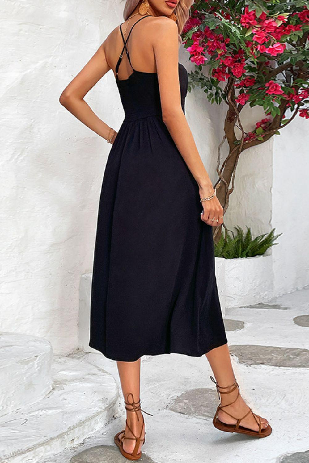 Spaghetti Strap Scoop Neck Midi Dress BLUE ZONE PLANET