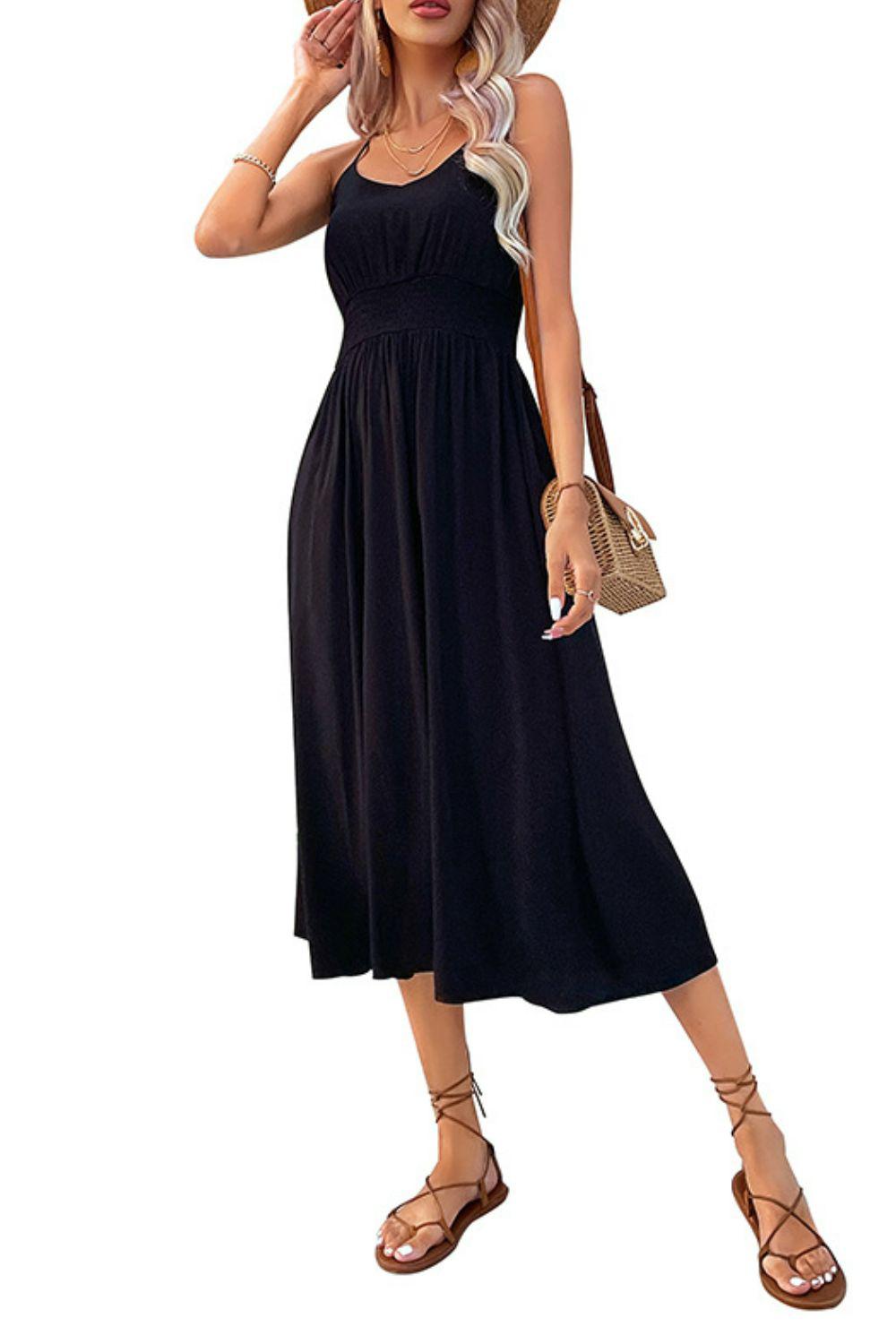 Spaghetti Strap Scoop Neck Midi Dress BLUE ZONE PLANET