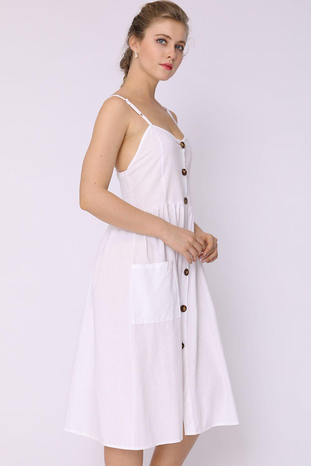 Spaghetti Strap Smocked Dress with Pockets BLUE ZONE PLANET