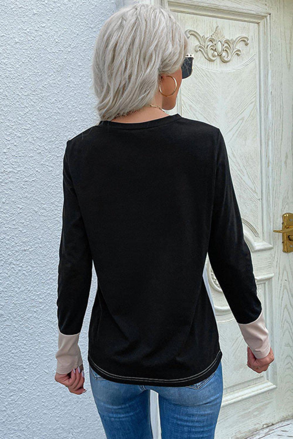 Spliced Long Sleeve Tee with Pocket BLUE ZONE PLANET