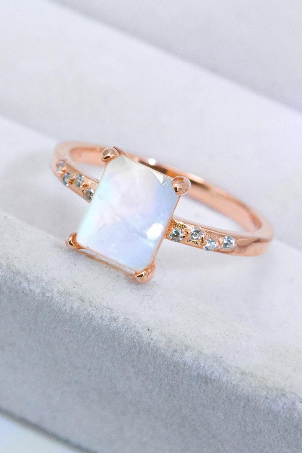 Square Moonstone Ring BLUE ZONE PLANET