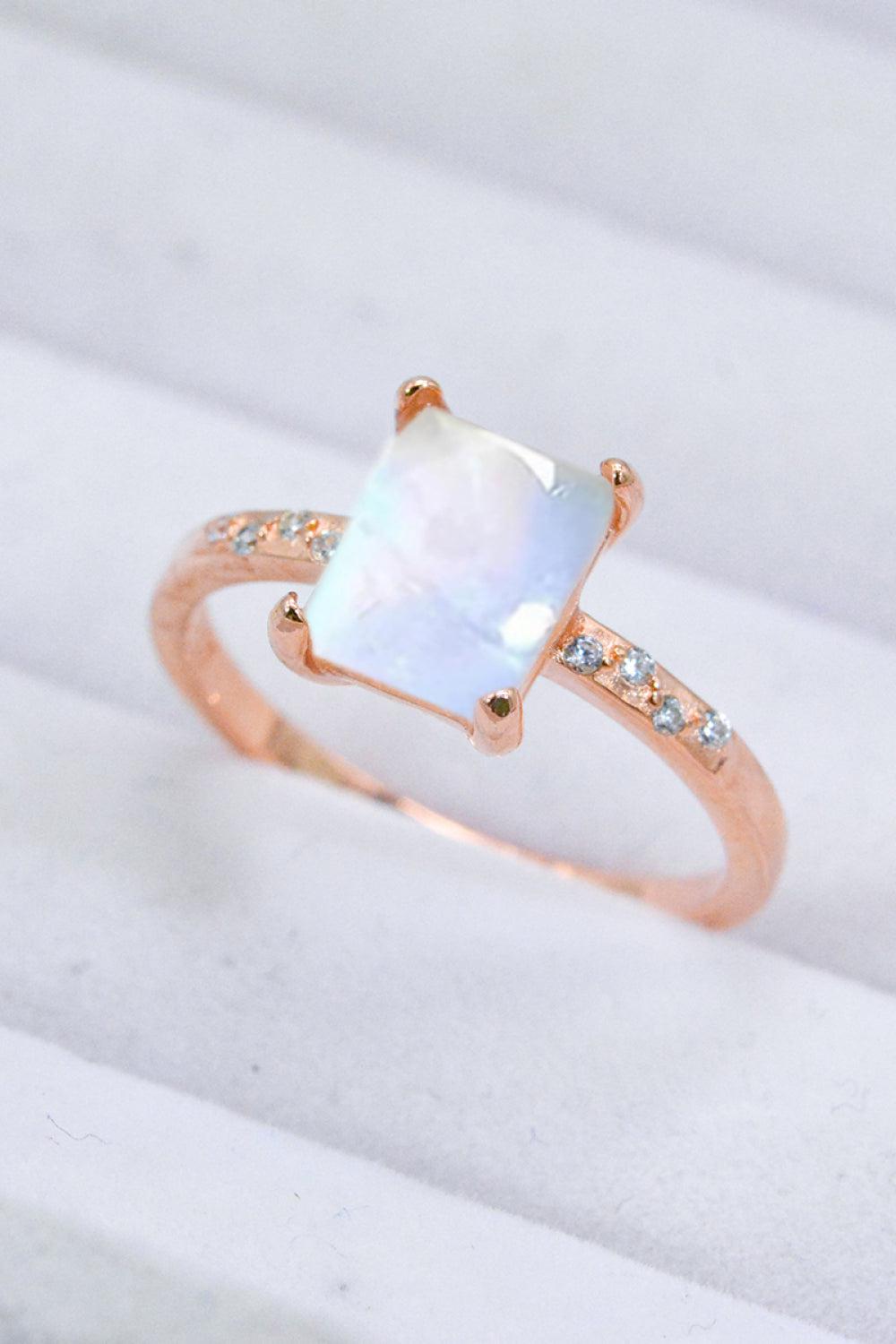 Square Moonstone Ring BLUE ZONE PLANET