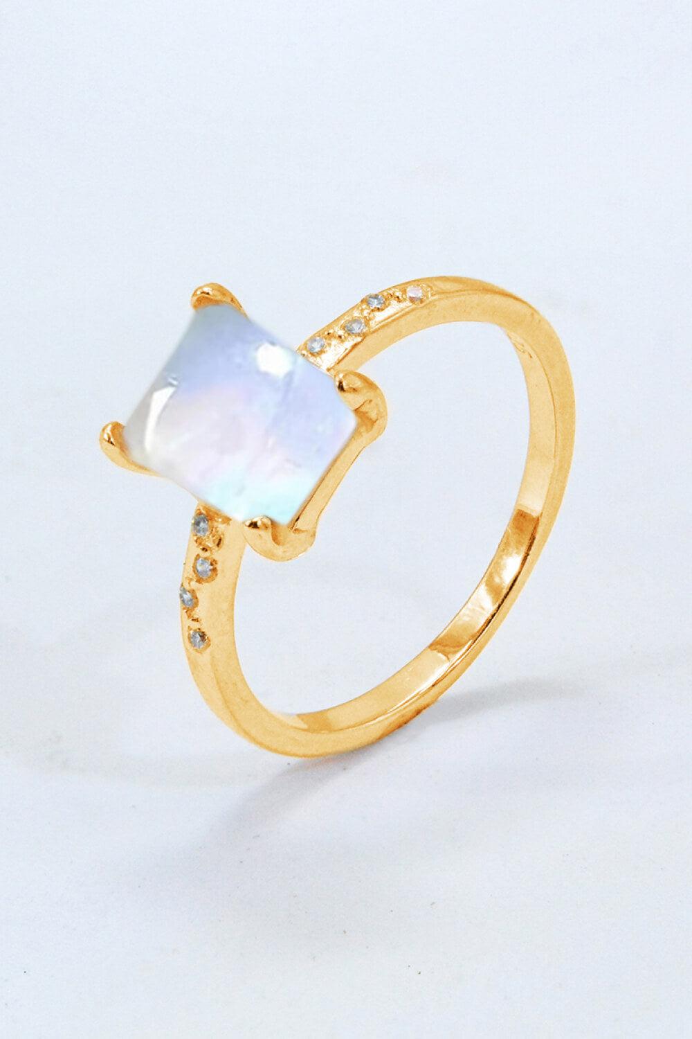 Square Moonstone Ring BLUE ZONE PLANET