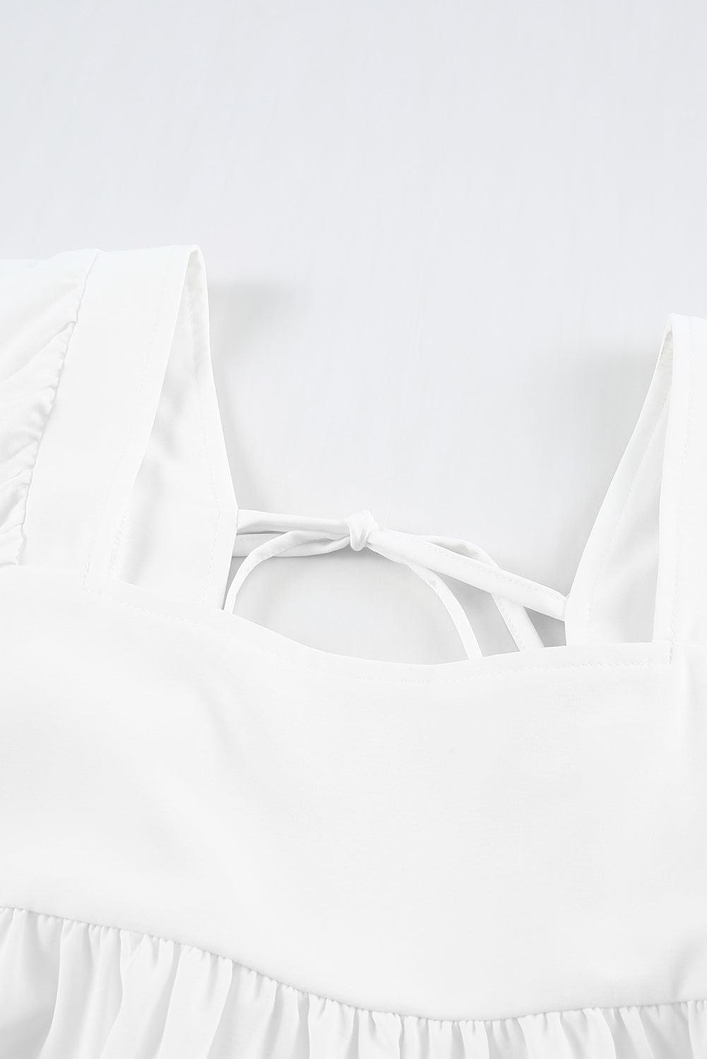 Square Neck Tie Back Tiered Dress BLUE ZONE PLANET