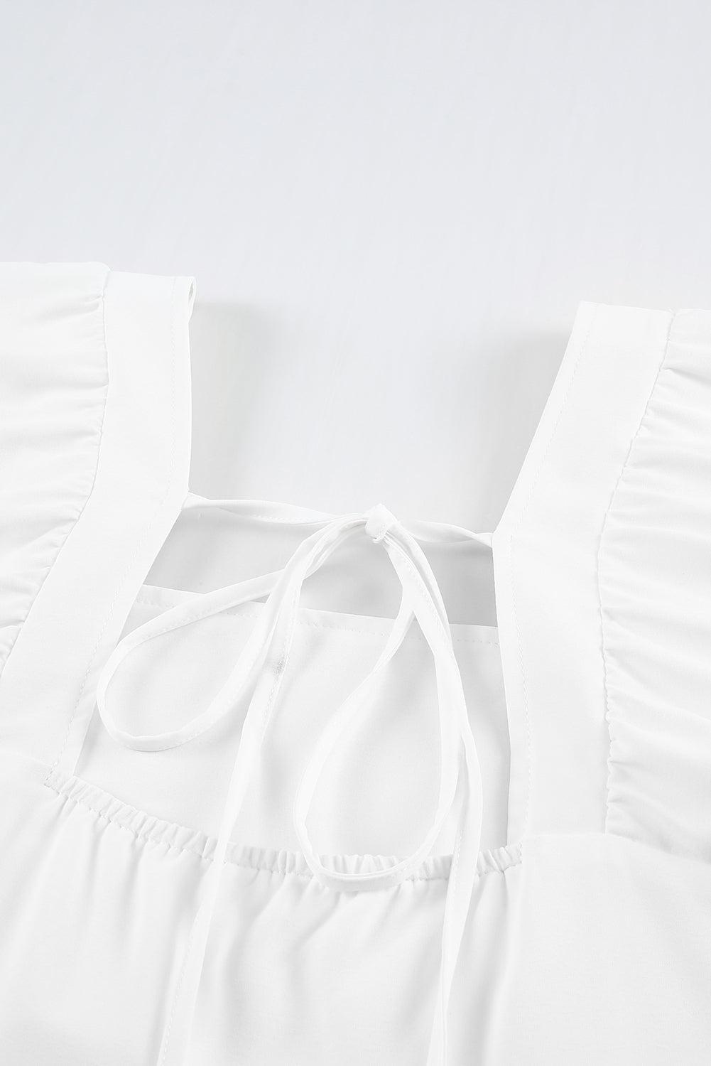 Square Neck Tie Back Tiered Dress BLUE ZONE PLANET