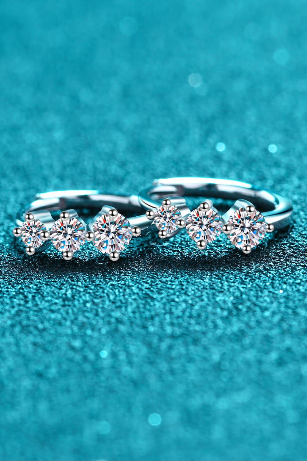 Sterling Silver Moissanite Huggie Earrings BLUE ZONE PLANET