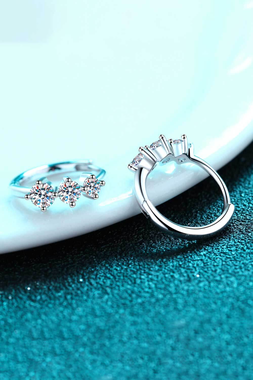 Sterling Silver Moissanite Huggie Earrings BLUE ZONE PLANET