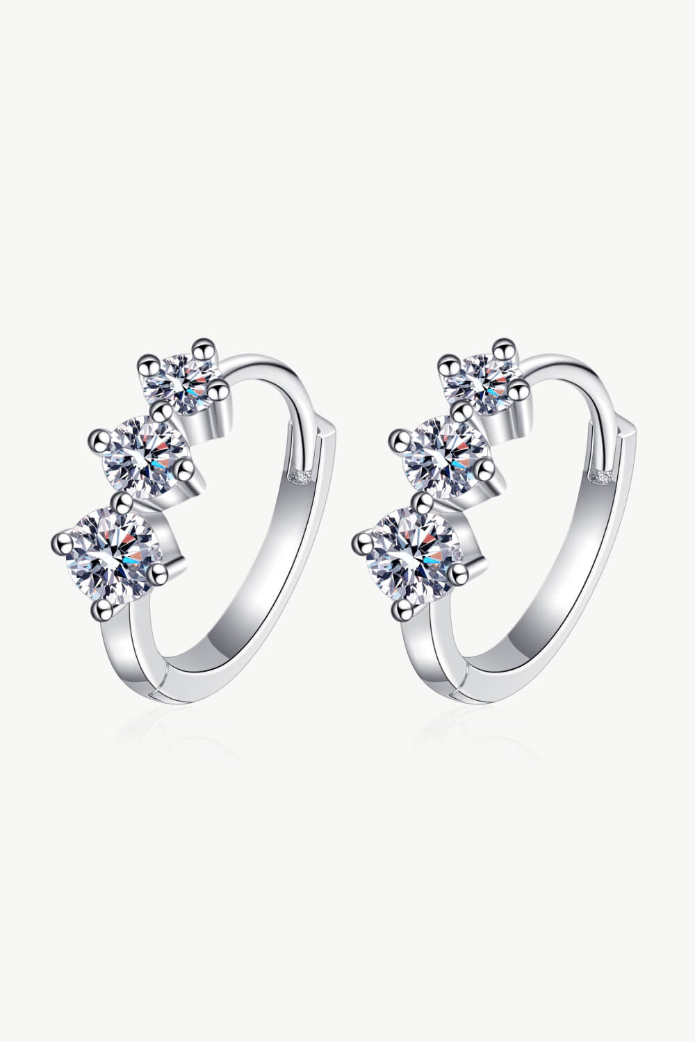 Sterling Silver Moissanite Huggie Earrings BLUE ZONE PLANET