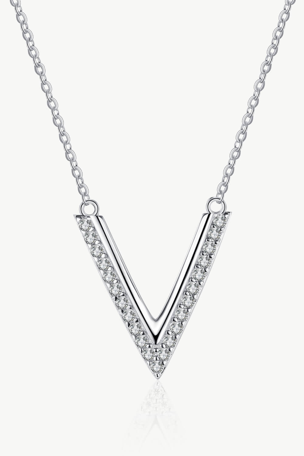 Sterling Silver V Letter Pendant Necklace BLUE ZONE PLANET
