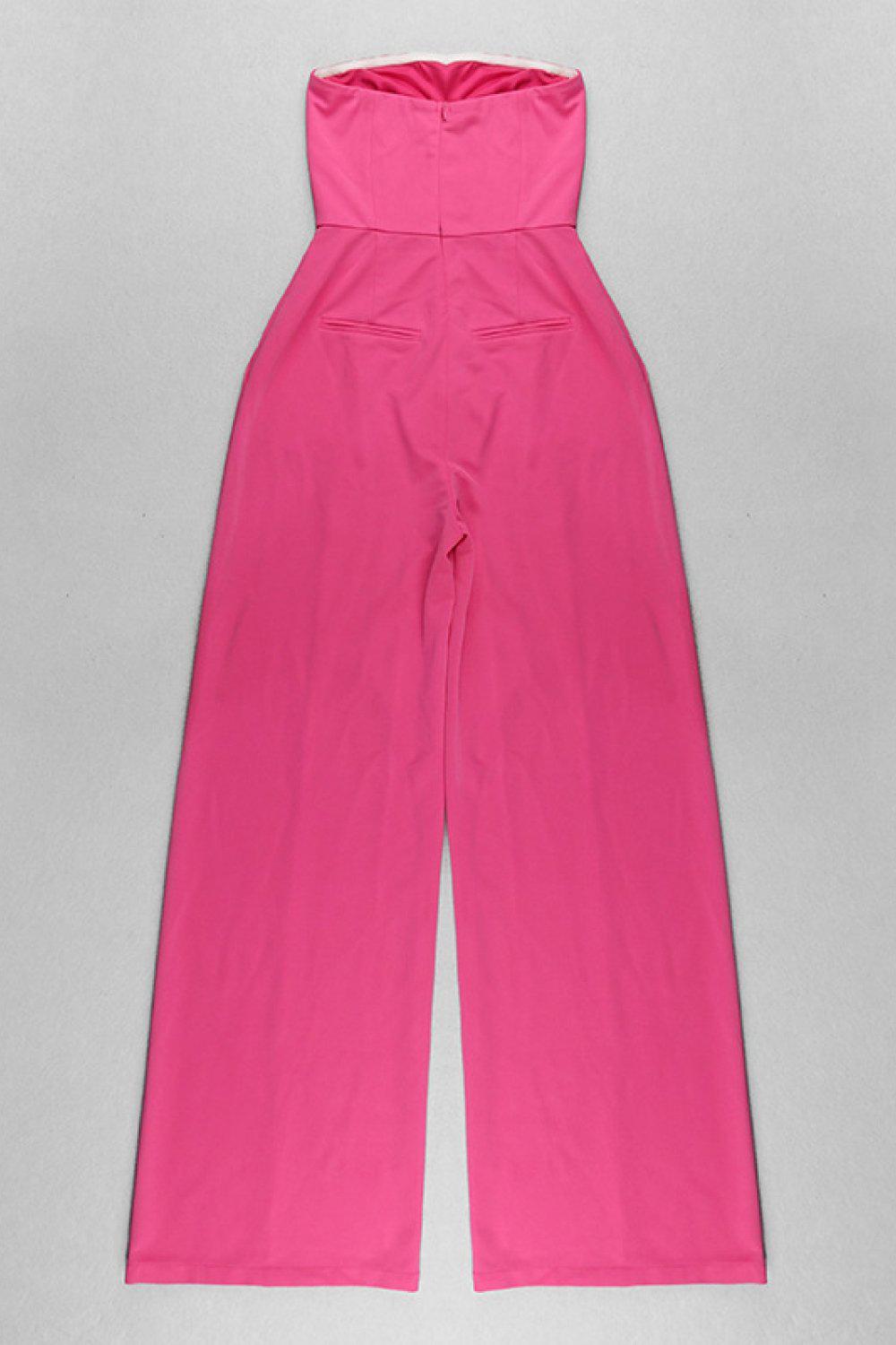 Strapless High Waisted Wide Leg Jumpsuit BLUE ZONE PLANET