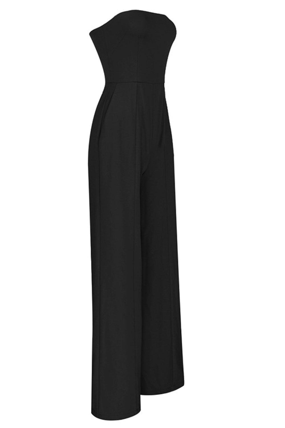 Strapless High Waisted Wide Leg Jumpsuit BLUE ZONE PLANET