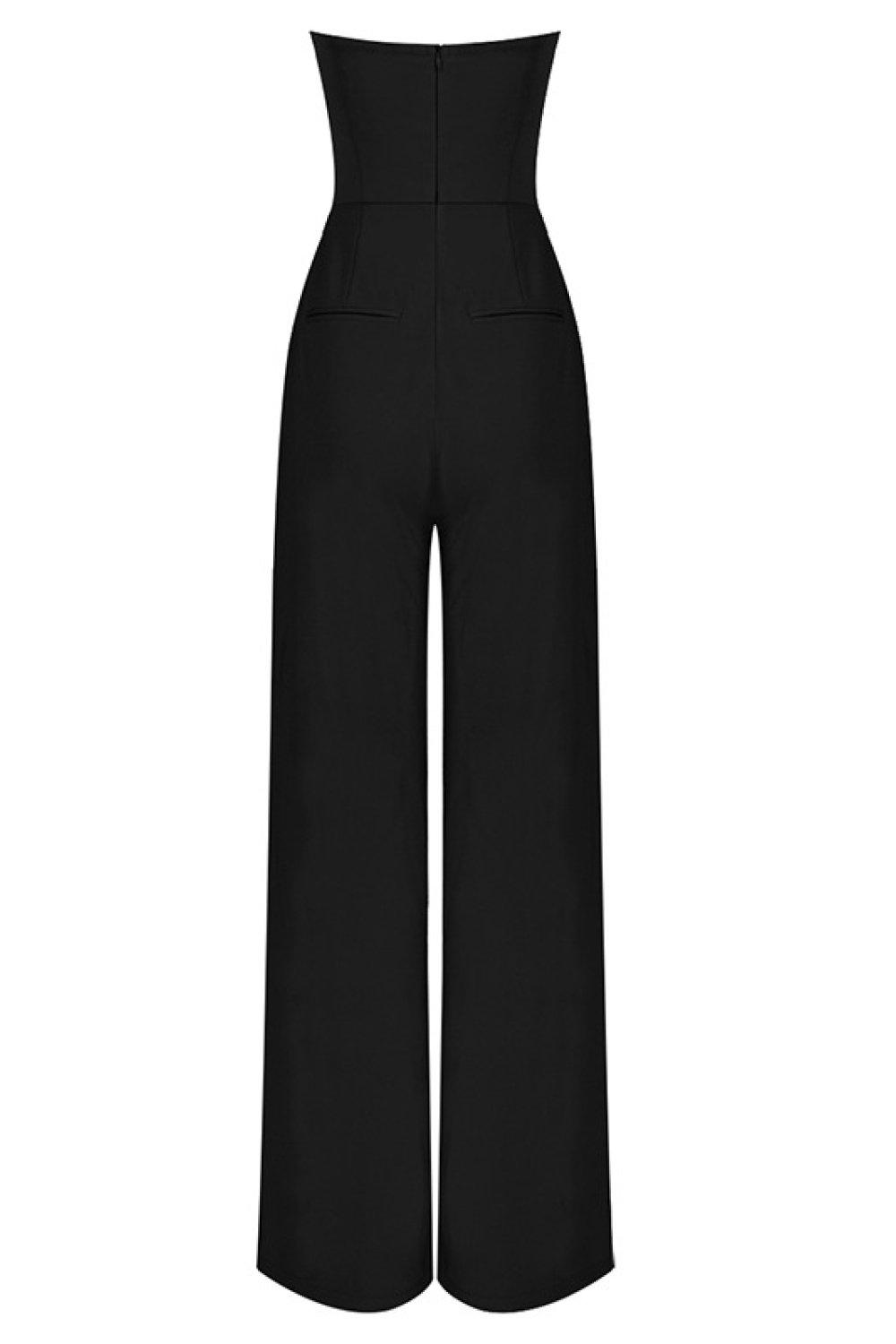 Strapless High Waisted Wide Leg Jumpsuit BLUE ZONE PLANET