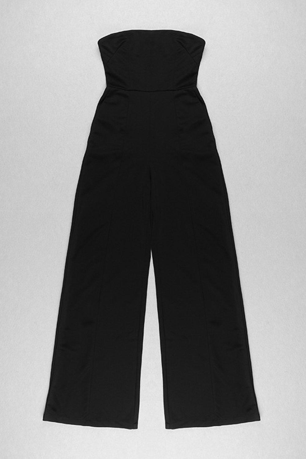 Strapless High Waisted Wide Leg Jumpsuit BLUE ZONE PLANET