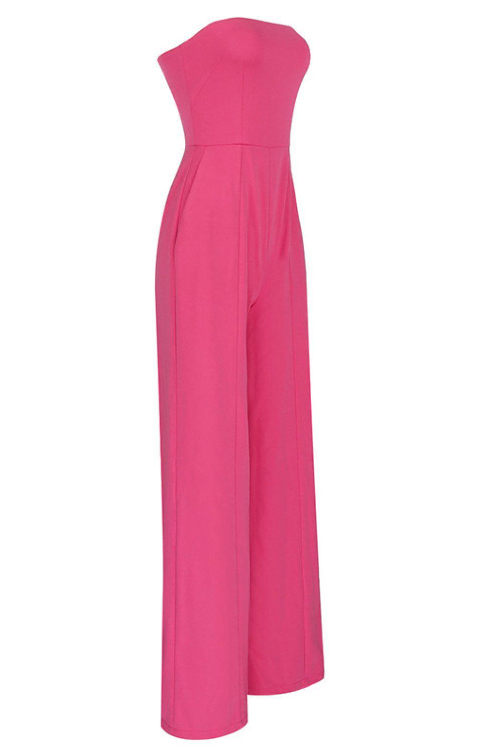 Strapless High Waisted Wide Leg Jumpsuit BLUE ZONE PLANET