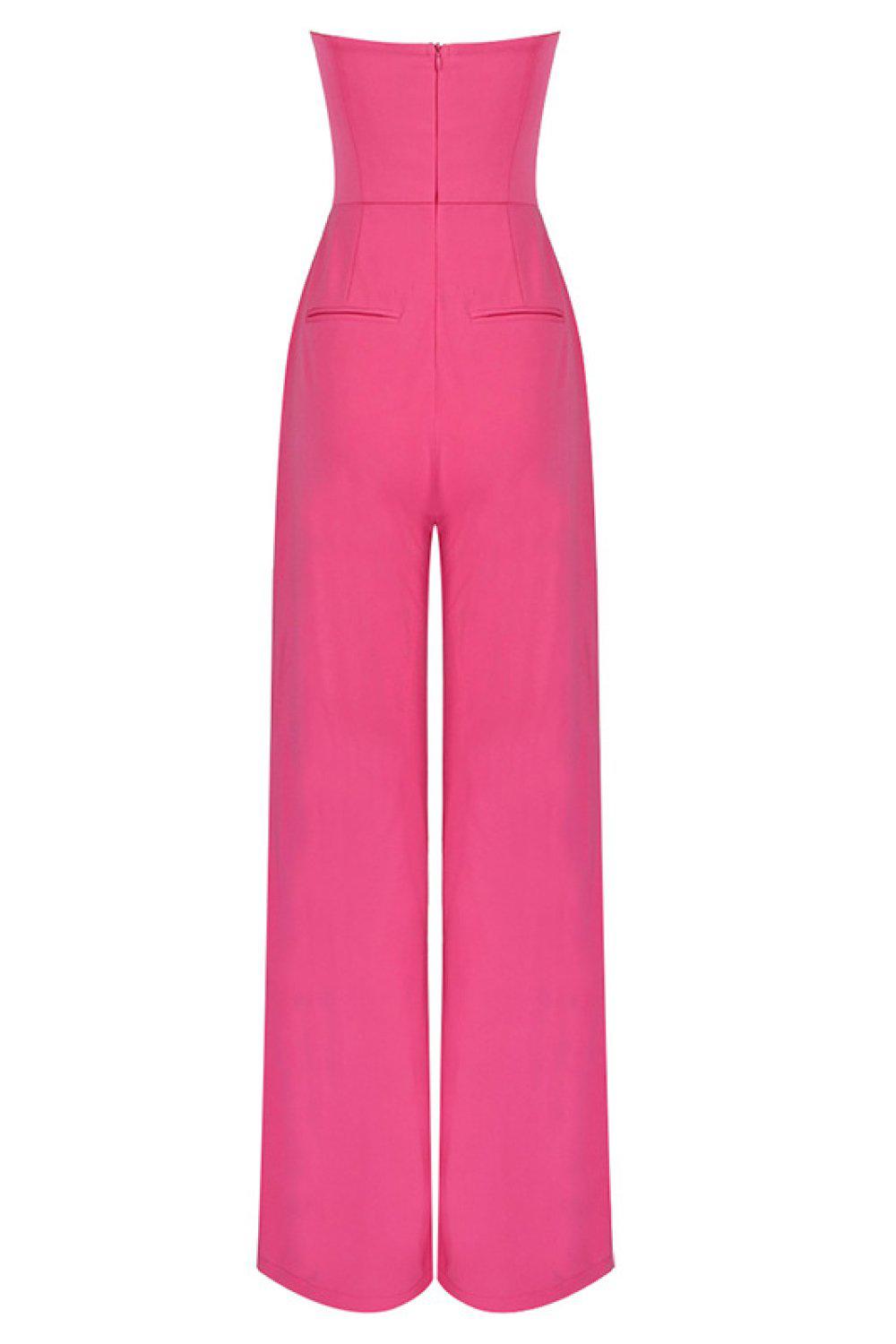 Strapless High Waisted Wide Leg Jumpsuit BLUE ZONE PLANET