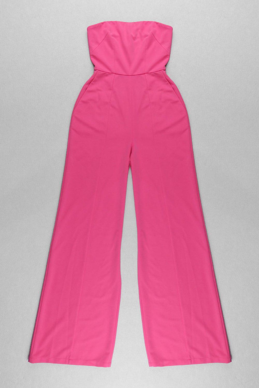 Strapless High Waisted Wide Leg Jumpsuit BLUE ZONE PLANET