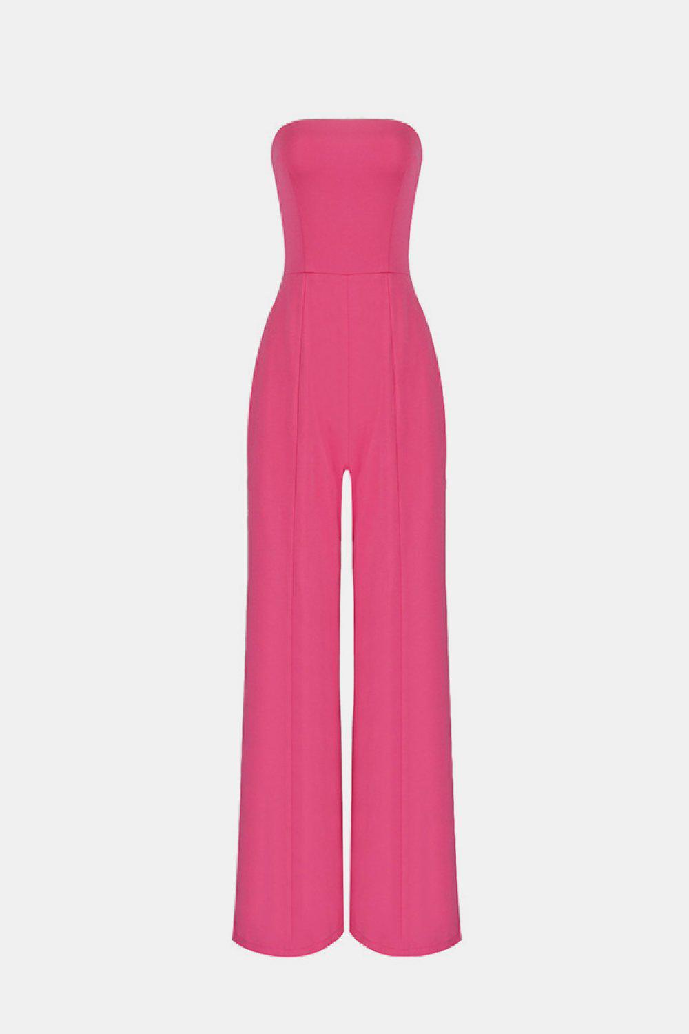 Strapless High Waisted Wide Leg Jumpsuit BLUE ZONE PLANET