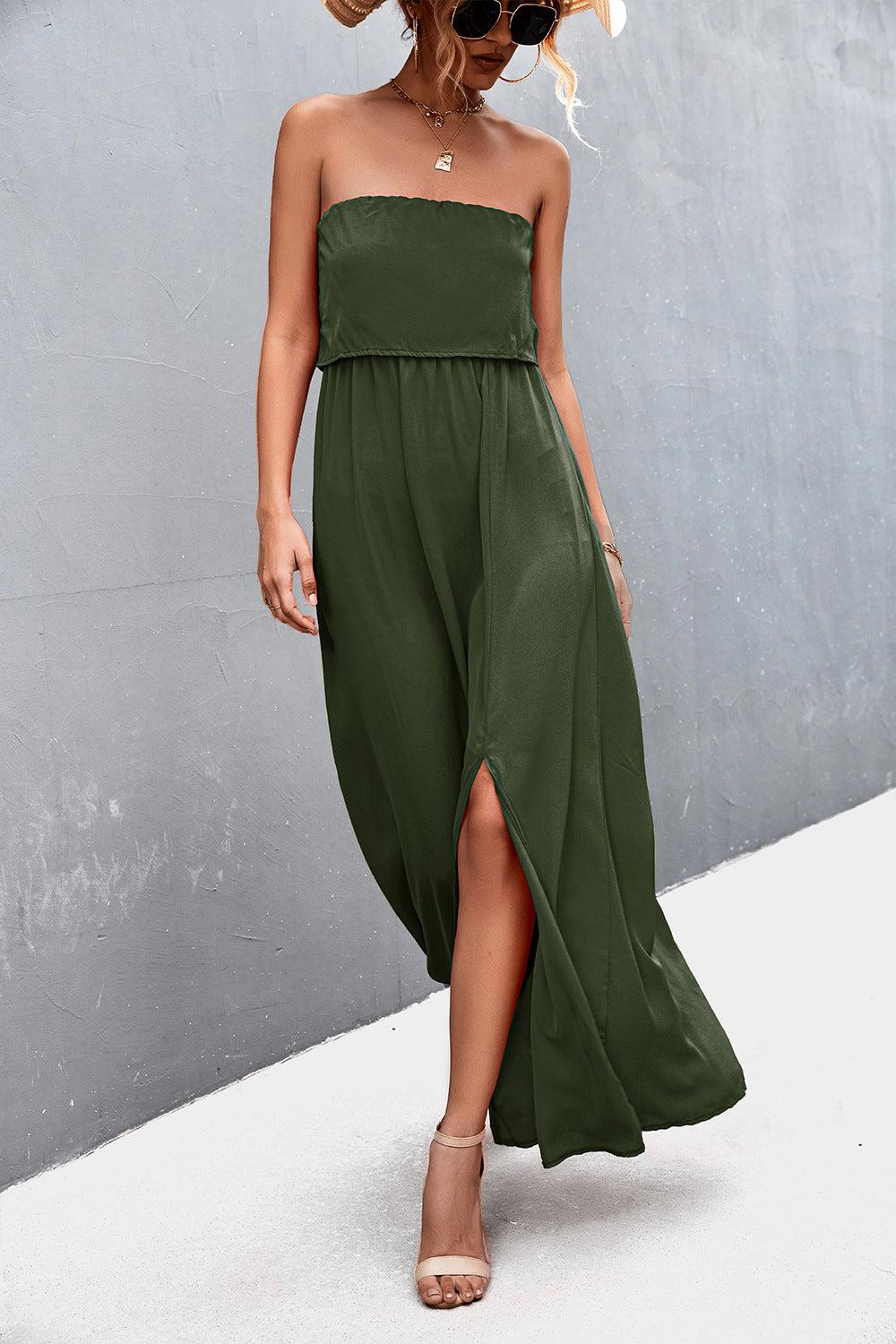 Strapless Split Maxi Dress BLUE ZONE PLANET
