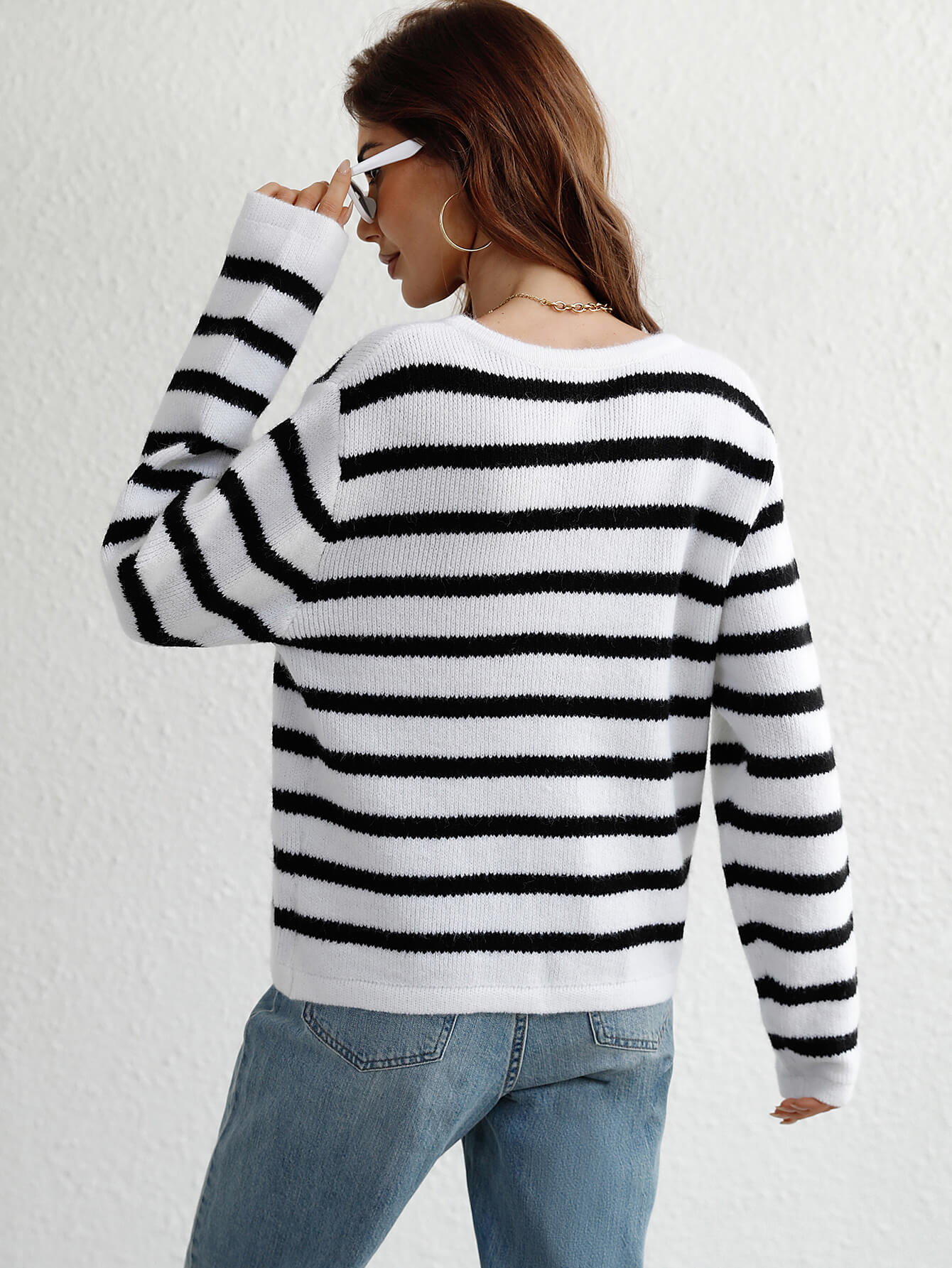 Striped Button Front Cardigan BLUE ZONE PLANET
