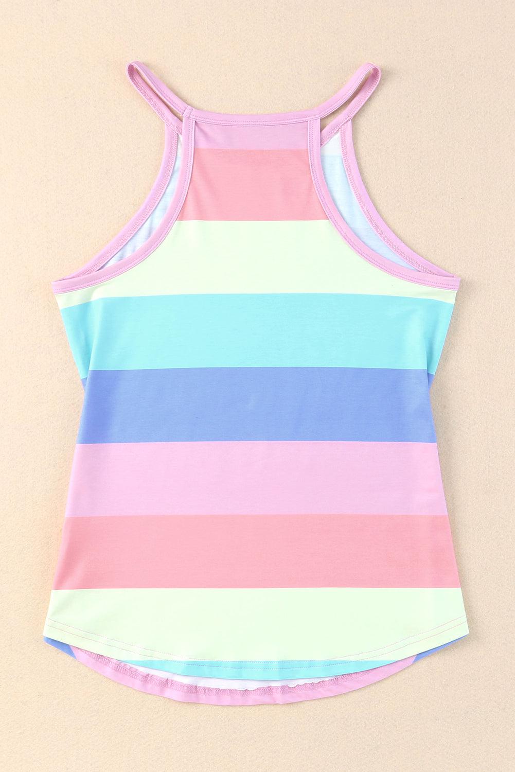 Striped Curved Hem Tank BLUE ZONE PLANET