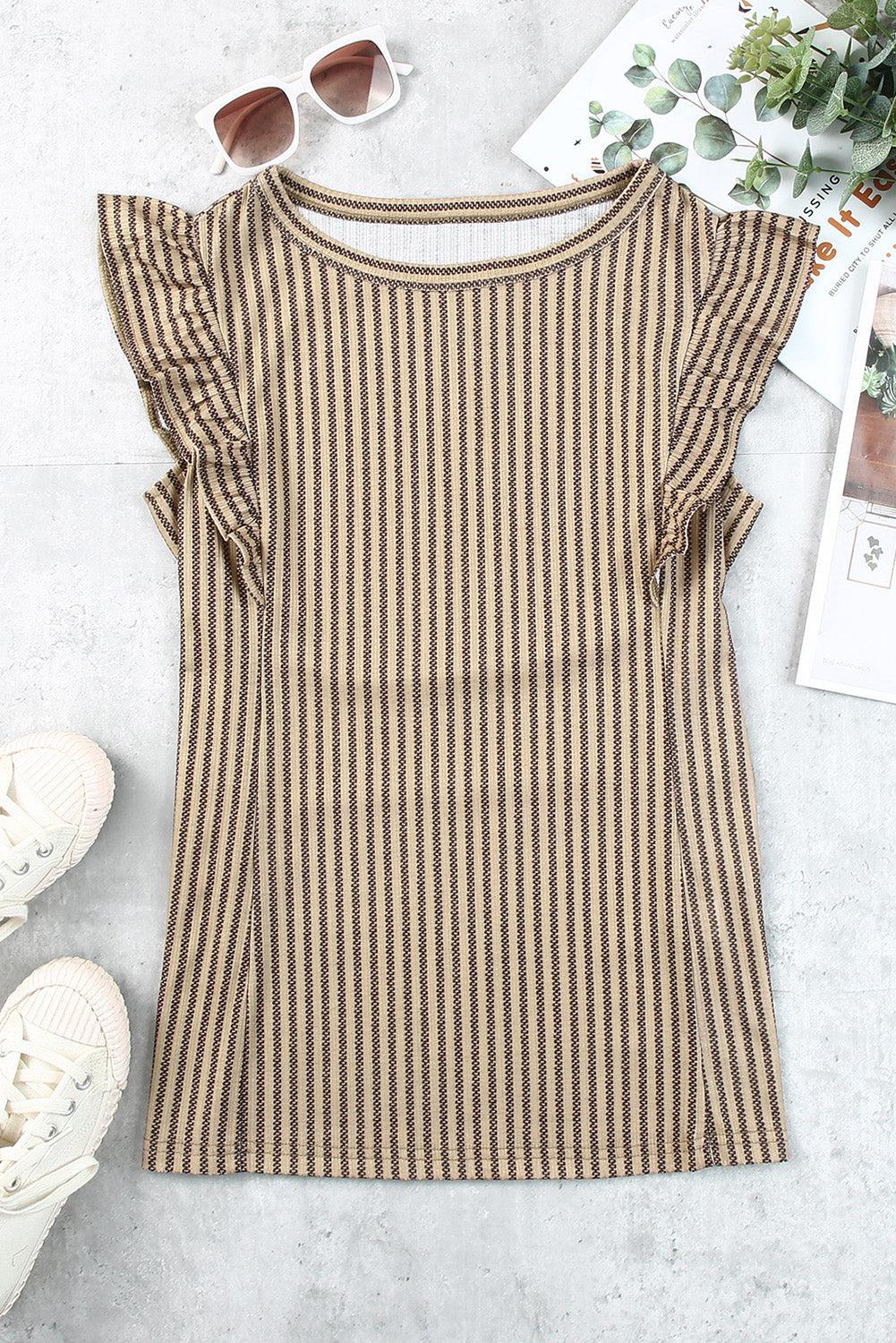 Striped Flutter Sleeve Tank BLUE ZONE PLANET