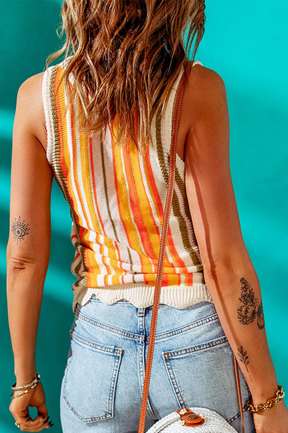 Striped Knitted Tank BLUE ZONE PLANET