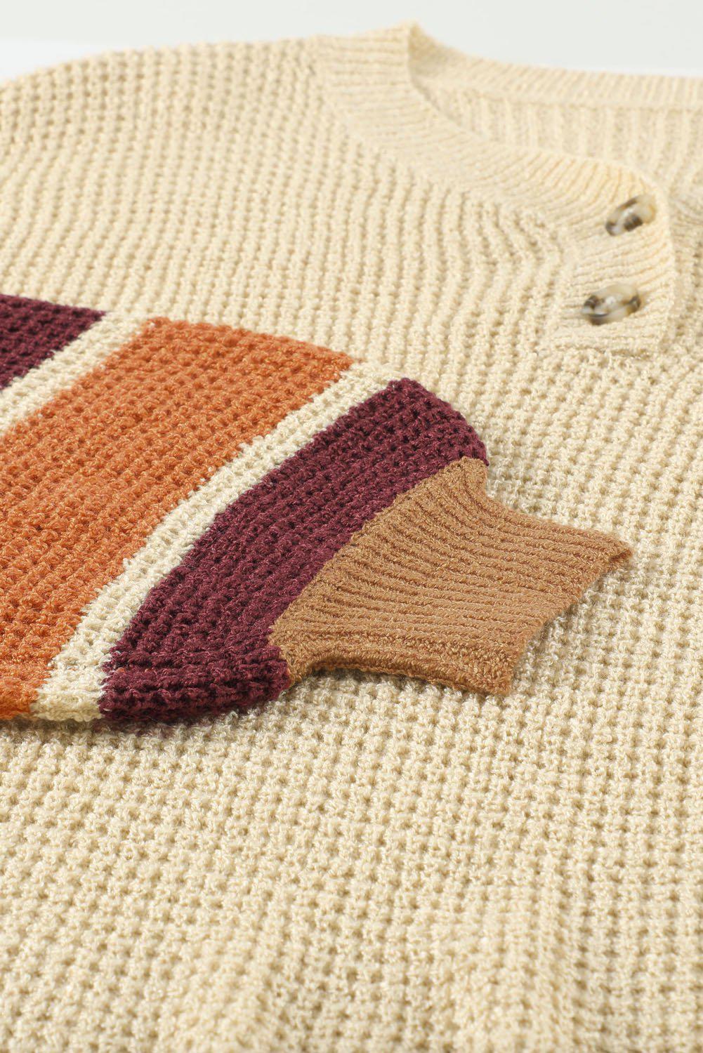 Striped Raglan Sleeve Drop Shoulder Sweater BLUE ZONE PLANET