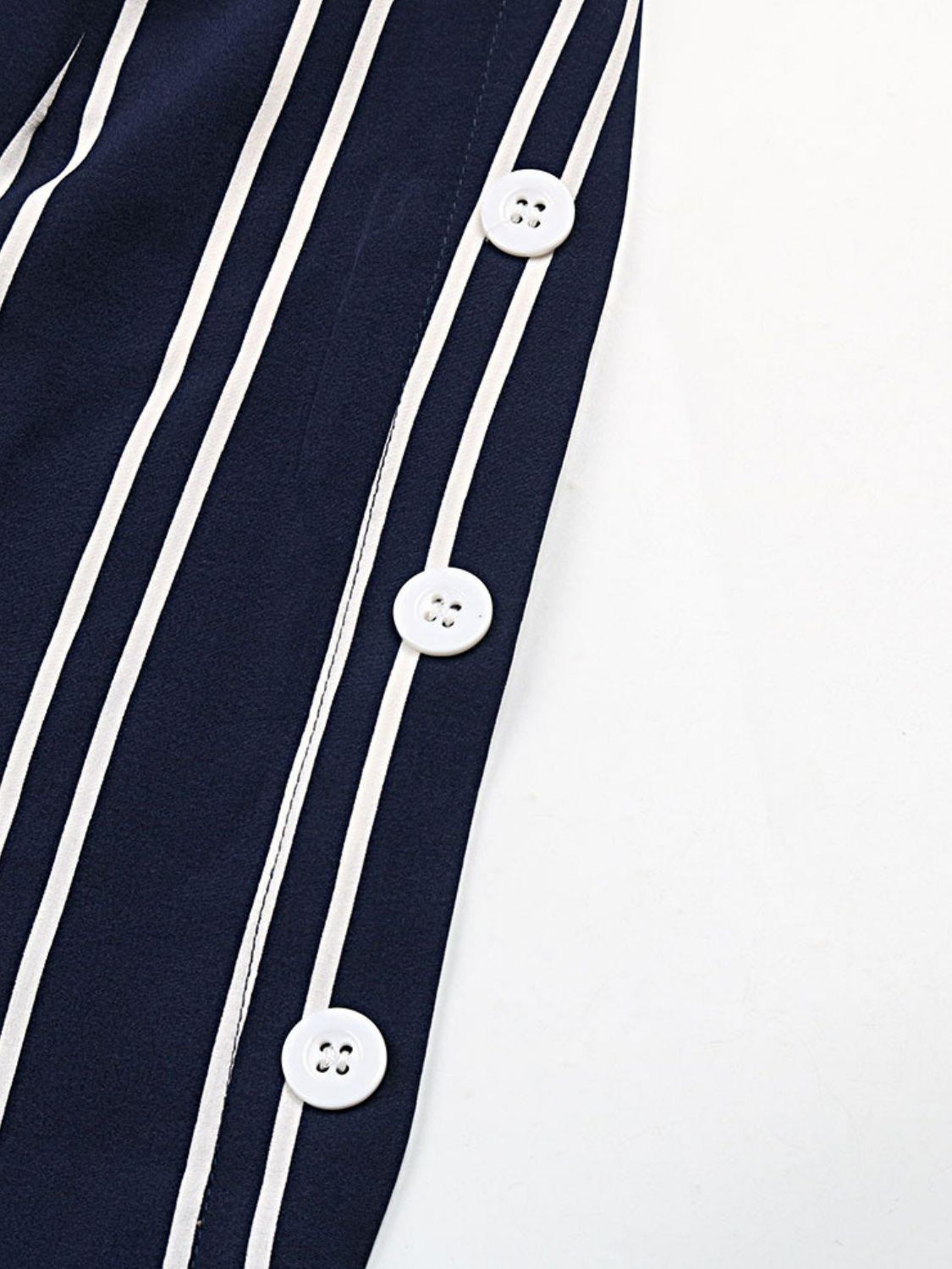 Striped Slit Wide Leg Pants BLUE ZONE PLANET