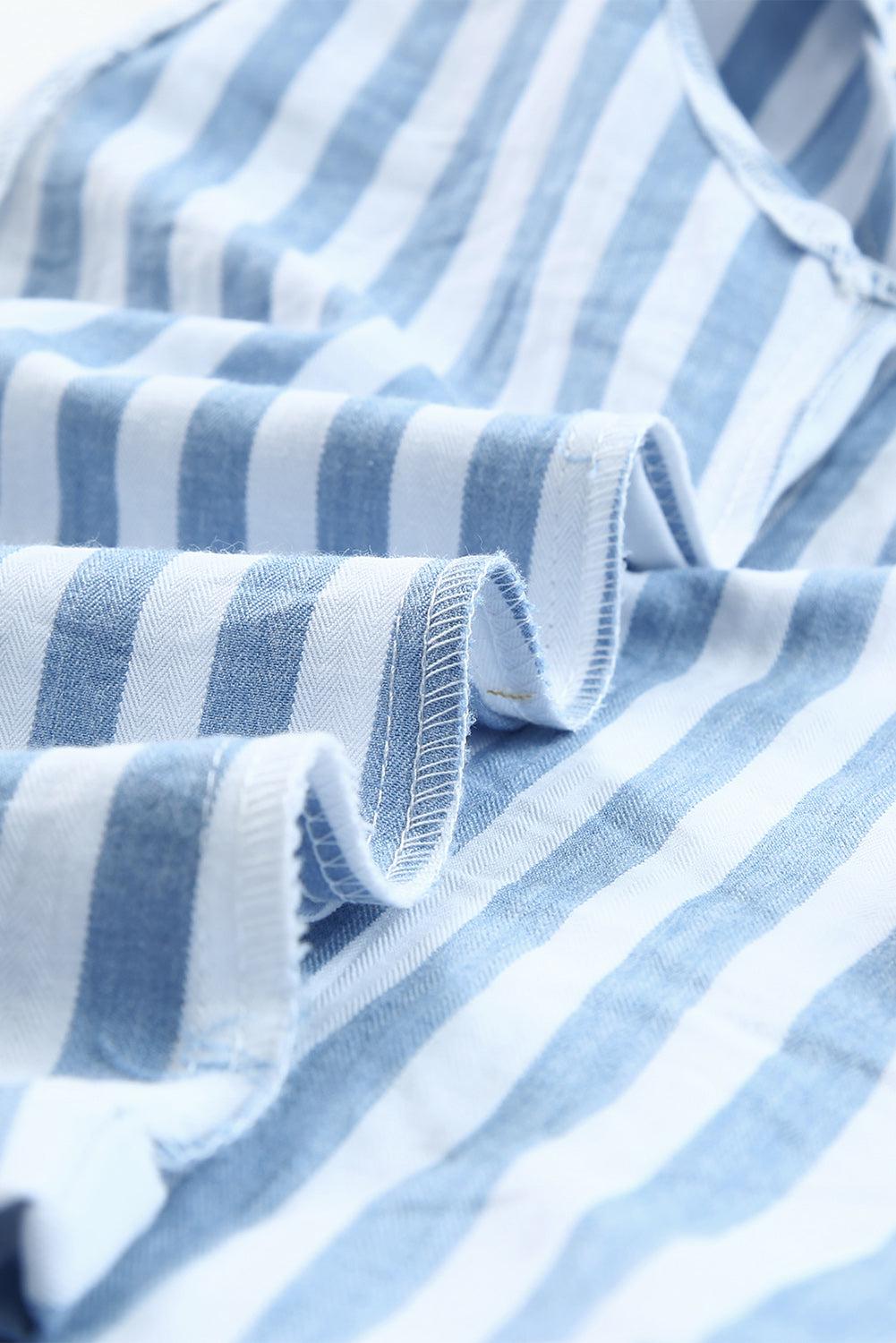 Striped Tie Back Ruffled Tank BLUE ZONE PLANET