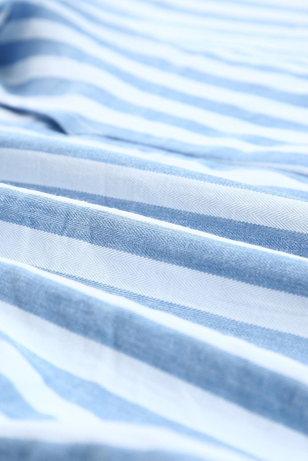 Striped Tie Back Ruffled Tank BLUE ZONE PLANET