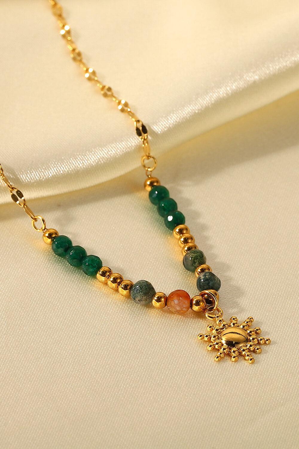 Sun Pendant Natural Stone Necklace BLUE ZONE PLANET