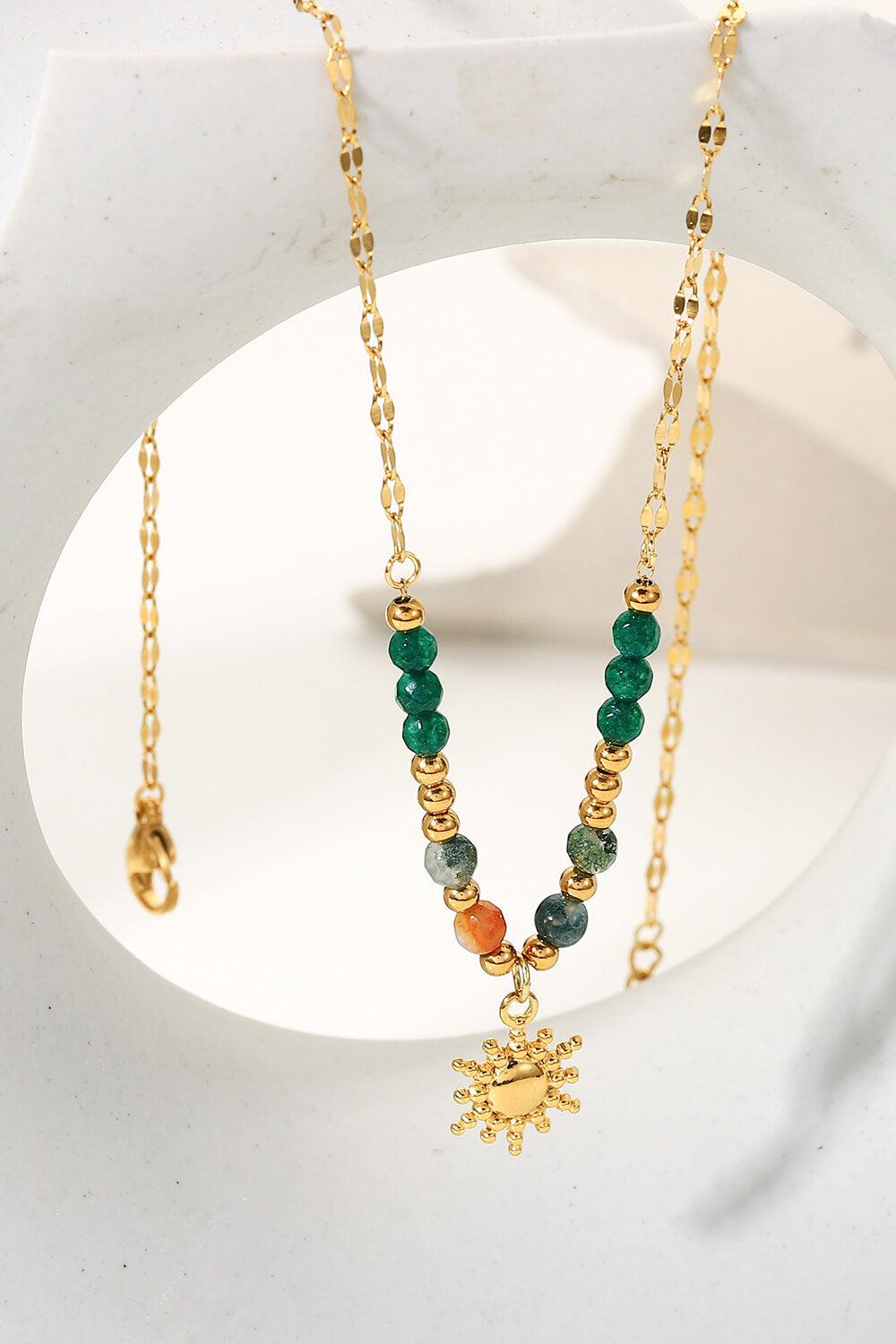 Sun Pendant Natural Stone Necklace BLUE ZONE PLANET