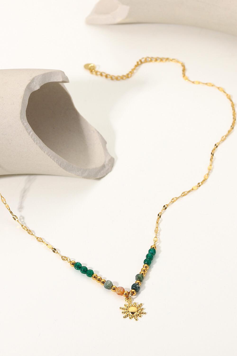 Sun Pendant Natural Stone Necklace BLUE ZONE PLANET