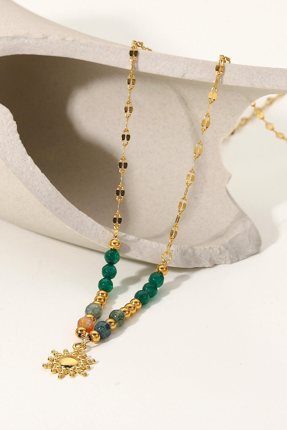 Sun Pendant Natural Stone Necklace BLUE ZONE PLANET