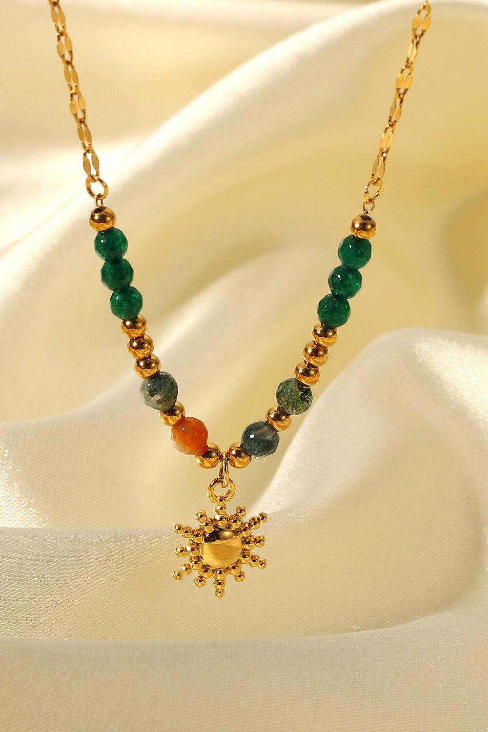Sun Pendant Natural Stone Necklace BLUE ZONE PLANET