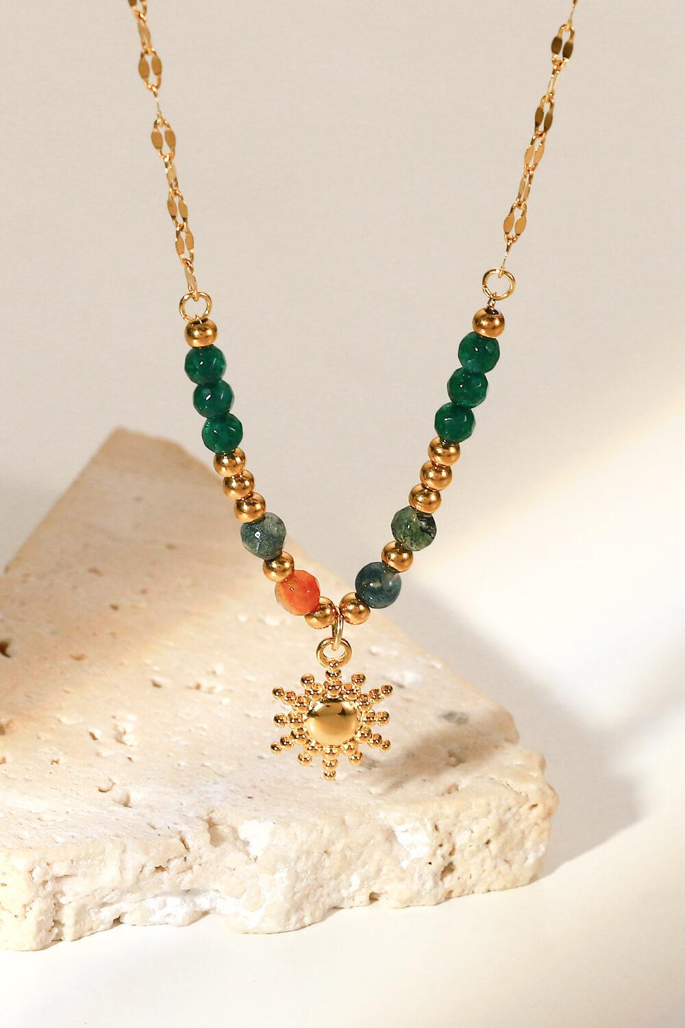 Sun Pendant Natural Stone Necklace BLUE ZONE PLANET