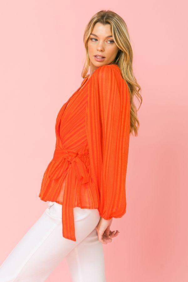 Surplice Neckline Woven Top Blue Zone Planet