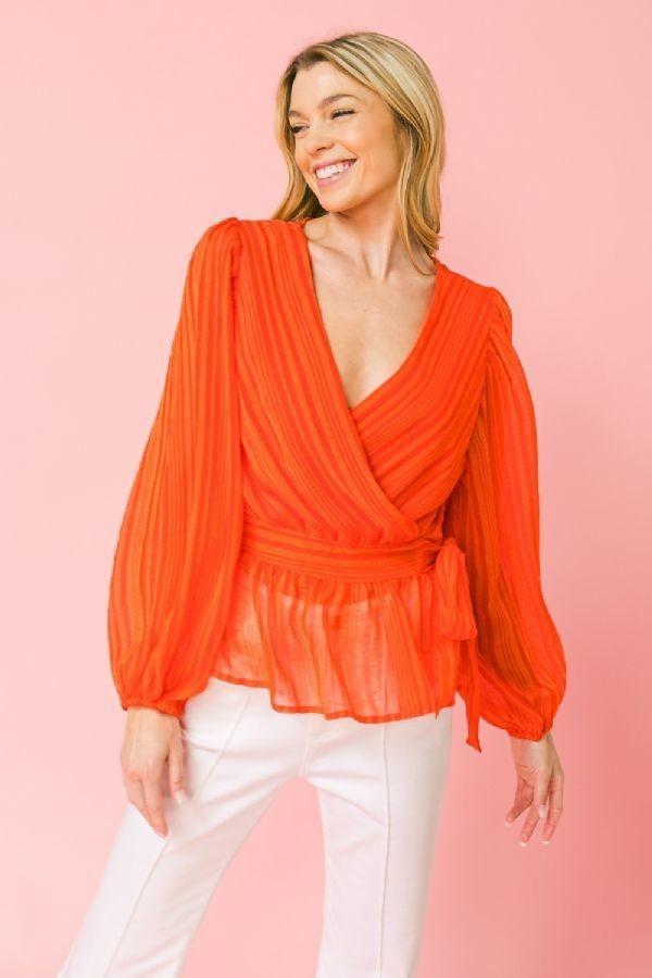 Surplice Neckline Woven Top Blue Zone Planet