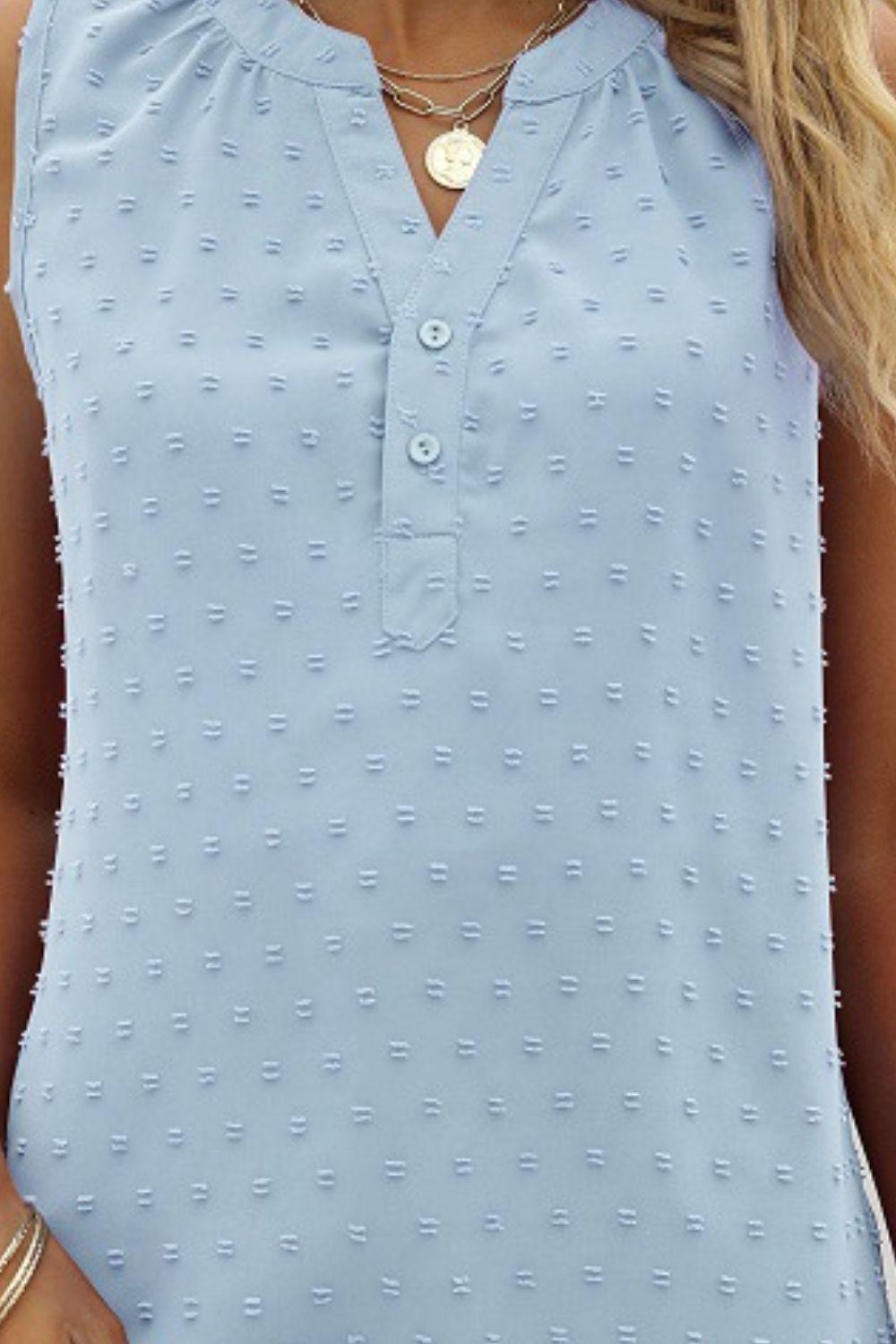 Swiss Dot Notched Neck Tank BLUE ZONE PLANET