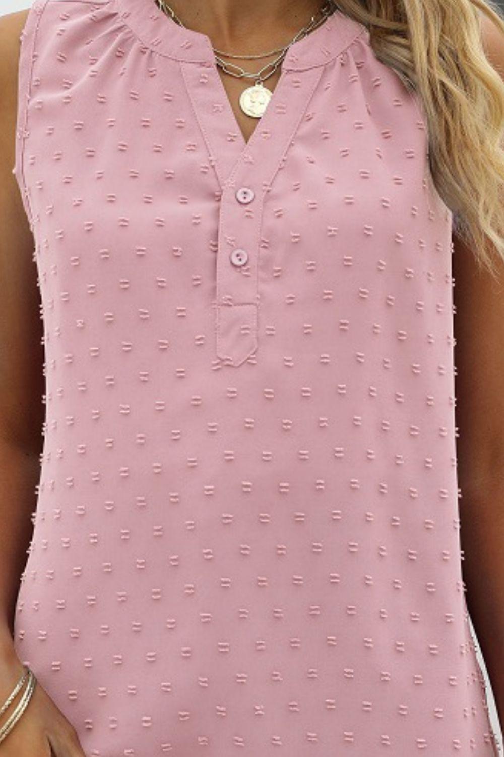 Swiss Dot Notched Neck Tank BLUE ZONE PLANET