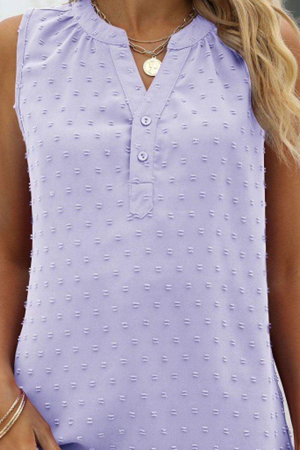 Swiss Dot Notched Neck Tank BLUE ZONE PLANET