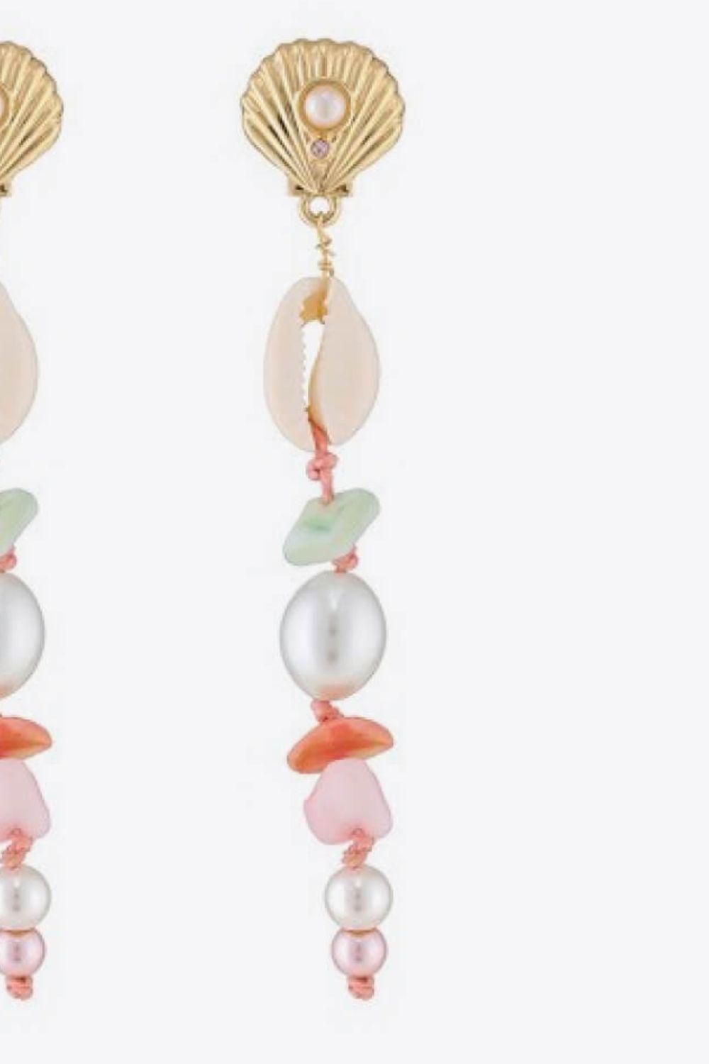 Synthetic Pearl Shell Drop Earrings BLUE ZONE PLANET