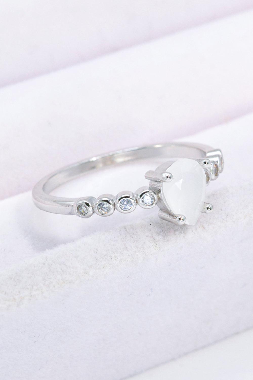 Teardrop Natural Moonstone Ring BLUE ZONE PLANET