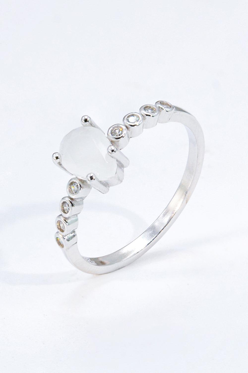 Teardrop Natural Moonstone Ring BLUE ZONE PLANET